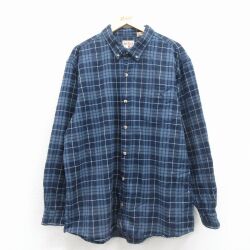 XL★古着 レッドヘッド 長袖 フランネル シャツ メンズ 大きいサイズ コットン ボタンダウン 紺 チェック 25nov22