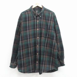XL★古着 レッドヘッド 長袖 フランネル シャツ メンズ 大きいサイズ コットン ボタンダウン 緑 チェック 25nov22