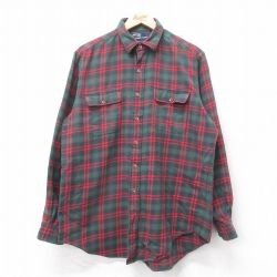 XL★古着 ラルフローレン 長袖 ブランド フランネル シャツ メンズ 90年代 90s コットン 緑他 チェック 25nov25