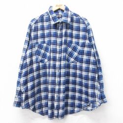 XL★古着 ビッグヤンク 長袖 フランネル シャツ メンズ 90年代 90s 大きいサイズ コットン 紺他 チェック 25nov27