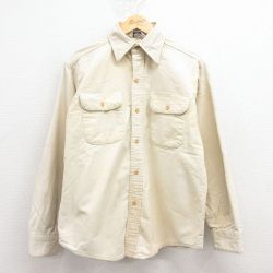 L★古着 MR.LEGGS 長袖 ヘビー フランネル シャツ メンズ 80年代 80s コットン USA製 薄黄色 25dec06