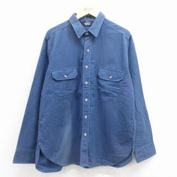 XL★古着 ウールリッチ 長袖 フランネル シャツ メンズ 90年代 90s コットン USA製 紺 25dec06