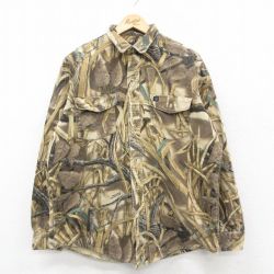 XL★古着 CODET 長袖 ヘビー フランネル シャツ メンズ 90年代 90s コットン ベージュ他 迷彩【spe】 25dec08
