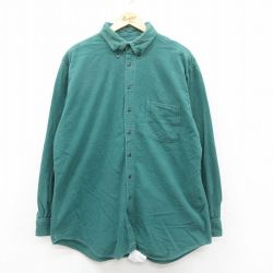 XL★古着 ウールリッチ 長袖 フランネル シャツ メンズ 90年代 90s 大きいサイズ ロング丈 コットン ボタンダウン 緑 25dec08
