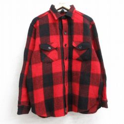 XL★古着 ウールリッチ 長袖 ウール シャツ メンズ 80年代 80s 赤他 バッファロー チェック【spe】 25dec18