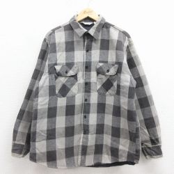 XL★古着 ファイブブラザー 長袖 ヘビー フランネル シャツ メンズ 80年代 80s コットン 黒 バッファロー チェック 内側キルティング【spe】 25dec24