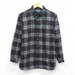 L★古着 ペンドルトン 長袖 ウール シャツ メンズ 80年代 80s USA製 黒他 オンブレ チェック【spe】 25dec29