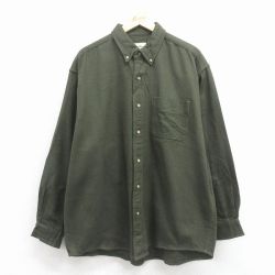 XL★古着 エディーバウアー 長袖 ウール シャツ メンズ 00年代 00s 大きいサイズ ボタンダウン 緑 26jan08