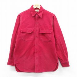 M★古着 エルエルビーン 長袖 ヘビー フランネル シャツ メンズ 80年代 80s コットン USA製 エンジ 26jan15