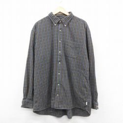 XL★古着 ジェイクルー 長袖 フランネル シャツ メンズ 00年代 00s 大きいサイズ ロング丈 コットン 薄紺他 チェック 26jan15