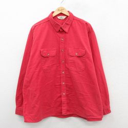 XL★古着 レッドキャップ 長袖 ヘビー フランネル シャツ メンズ 90年代 90s 大きいサイズ コットン USA製 赤 26jan15