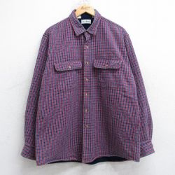 XL★古着 エルエルビーン 長袖 ヘビー フランネル シャツ メンズ 90年代 90s コットン USA製 赤他 チェック 内側フリース【spe】 26jan16