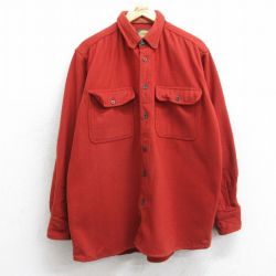 XL★古着 カベラス 長袖 ウール シャツ メンズ 00年代 00s ヒジ当て ボタンダウン オレンジ系 26jan20