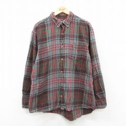 XL★古着 レッドヘッド 長袖 フランネル シャツ メンズ 00年代 00s 大きいサイズ ボタンダウン グレー他 チェック 26feb07