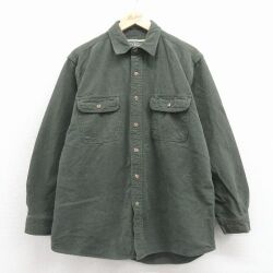 XL★古着 長袖 ヘビー フランネル シャツ メンズ 濃緑 26feb10