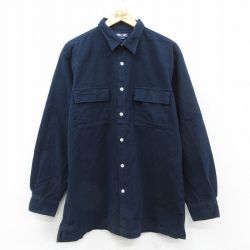 XL★古着 チェロキー 長袖 フランネル シャツ メンズ 00年代 00s ロング丈 コットン 紺 26feb17