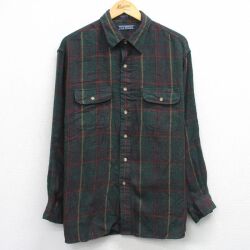 【20%OFF】バンヒューセン 90s 長袖シャツ グリーンチェック XL | 古着