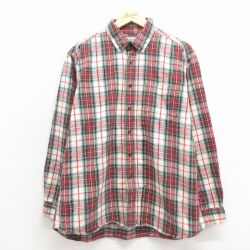 XL★古着 エルエルビーン 長袖 フランネル シャツ メンズ 00年代 00s コットン ボタンダウン 赤他 チェック【spe】 26mar03