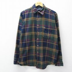【20%OFF】バンヒューセン 90s 長袖フランネルシャツ ネイビーチェック XL | 古着