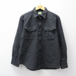 L★古着 カベラス 長袖 ウール シャツ メンズ 00年代 00s 濃グレー 霜降り 26mar14