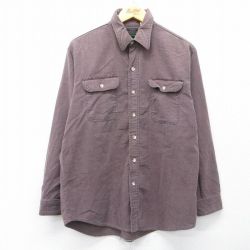 L★古着 長袖 ヘビー フランネル シャツ メンズ 90年代 90s コットン USA製 茶系【spe】 26mar19