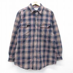 カーハート 長袖フランネルシャツ ネイビーチェック XL | 古着
