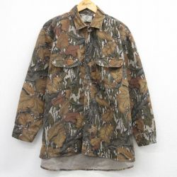 XL★古着 長袖 ヘビー フランネル シャツ メンズ 90年代 90s モッシーオーク 大きいサイズ コットン USA製 茶他 迷彩 26apr01