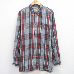 XL★古着 ウールリッチ 長袖 フランネル シャツ メンズ 00年代 00s 大きいサイズ ロング丈 コットン ボタンダウン グレー他 チェック 26apr01