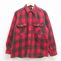 XL★古着 ダコタ 長袖 ヘビー フランネル シャツ メンズ 90年代 90s コットン 赤他 バッファロー チェック 26apr10