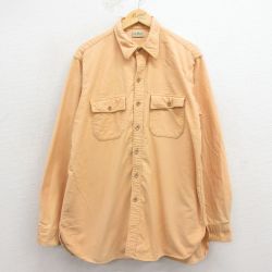 XL★古着 エルエルビーン 長袖 フランネル シャツ メンズ 80年代 80s ロング丈 ベージュ 26apr10