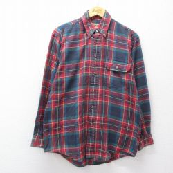 L★古着 ロンドンフォグ 長袖 ヘビー フランネル シャツ メンズ 90年代 90s ボタンダウン 赤他 チェック 26apr21
