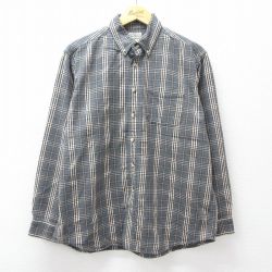 XL★古着 エルエルビーン 長袖 フランネル シャツ メンズ 00年代 00s コットン ボタンダウン グレー他 チェック 26apr21