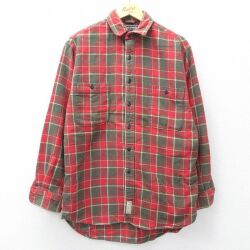 L★古着 アバクロンビー 長袖 ヘビー フランネル シャツ メンズ 90年代 90s ロング丈 コットン 赤他 チェック 26apr25
