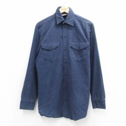 L★古着 FROSTPROOF 長袖 ヘビー フランネル シャツ メンズ 80年代 80s ロング丈 コットン USA製 濃紺【spe】 26apr30