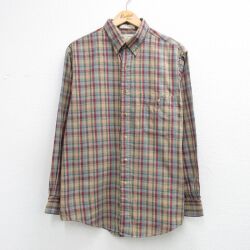 L★古着 アロー 長袖 フランネル シャツ メンズ 00年代 00s ボタンダウン ベージュ他 チェック 26apr30
