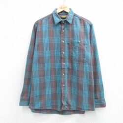 XL★古着 オシュコシュ 長袖 フランネル シャツ メンズ 90年代 90s コットン USA製 薄紺他 チェック【spe】 26apr30