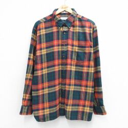 XL★古着 アロー 長袖 フランネル シャツ メンズ 00年代 00s コットン ボタンダウン 緑他 チェック 26apr30