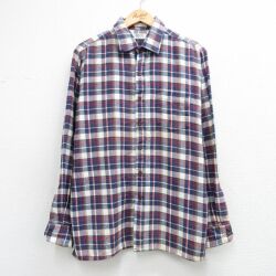XL★古着 アロー 長袖 フランネル シャツ メンズ 90年代 90s コットン 濃紺他 チェック 26apr30