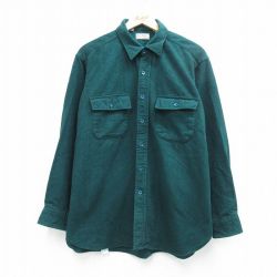 エルエルビーン 80s 長袖フランネルシャツ シャモアクロス グリーン XL | 古着