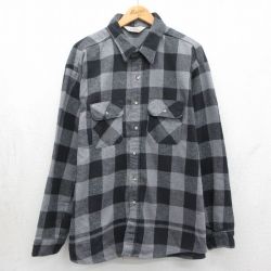 XL★古着 レッドヘッド 長袖 ヘビー フランネル シャツ メンズ 90年代 90s 大きいサイズ コットン USA製 グレー他 バッファロー チェック【spe】 26may16