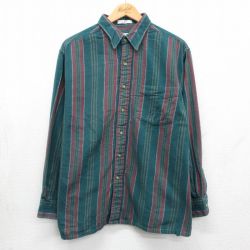 アロー 90s 長袖フランネルシャツ ストライプ グリーン XL | 古着
