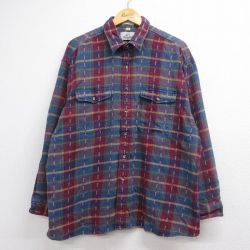 バンヒューセン 90s 長袖フランネルシャツ チェック ブルー メンズXL相当 | 古着