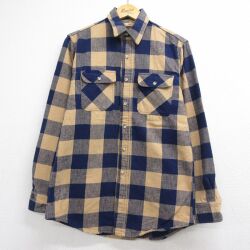 エディーバウアー 90s 長袖フランネルシャツ ベージュチェック メンズL相当 | 古着