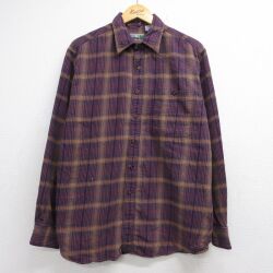 EMS 90s 長袖フランネルシャツ パープルチェック メンズXL相当 | 古着