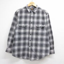 ルート66 長袖フランネルシャツ オンブレチェック グレー メンズL相当 | 古着