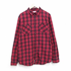 ラルフローレン 長袖フランネルシャツ オンブレチェック レッド XL | 古着