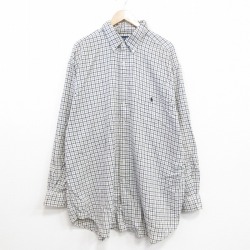 ラルフローレン 90s 長袖シャツ チェック ネイビー XL | 古着