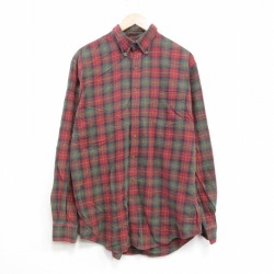 【20%OFF】ランズエンド 長袖フランネルシャツ チェック レッド L | 古着