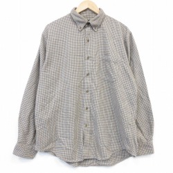 【20%OFF】ランズエンド 長袖フランネルシャツ ベージュチェック XL | 古着