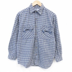 XL★古着 アリゾナジーンズ 長袖 フランネル シャツ メンズ 00年代 00s コットン 紺他 チェック 26apr03